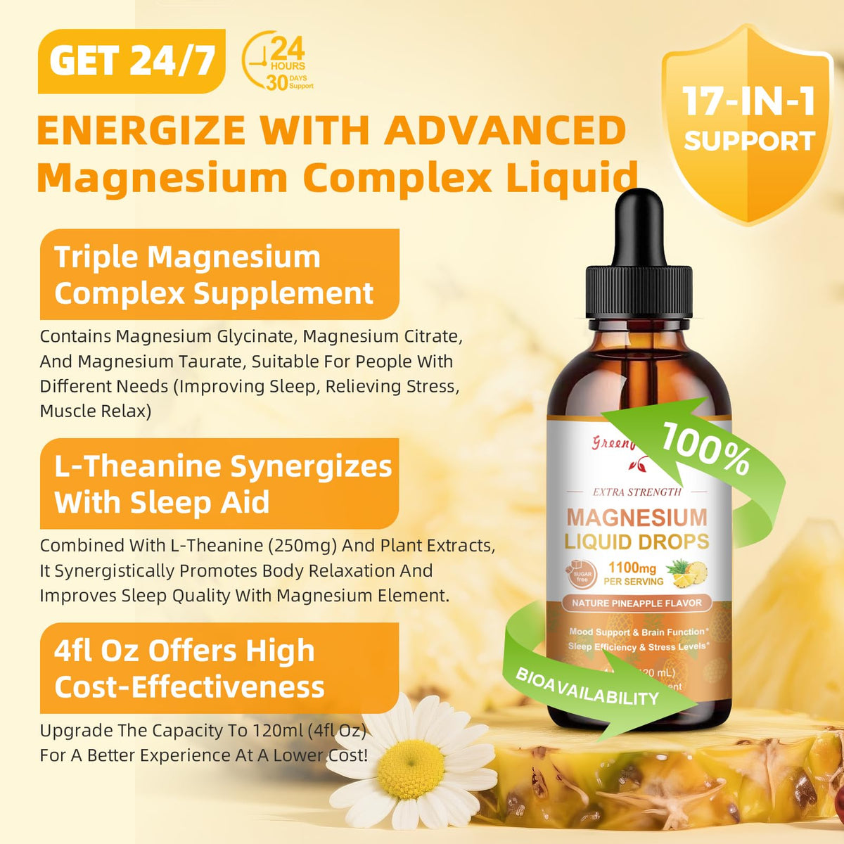 Détail du bouchon du flacon de Magnésium Glycinate Liquide GREENPEOPLE
