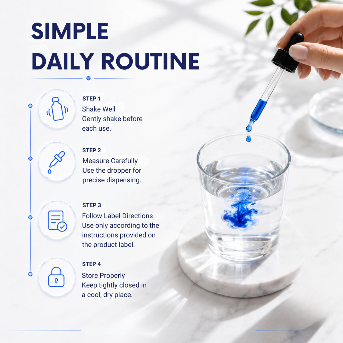 Détail du bouchon du flacon de Methylene Blue 2%