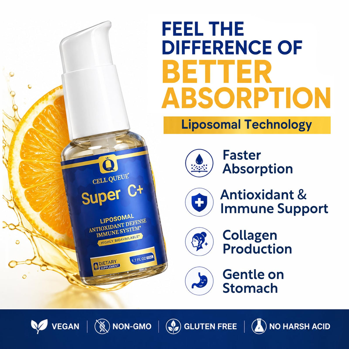 Détail du bouchon du flacon de vitamine C Cellqueue