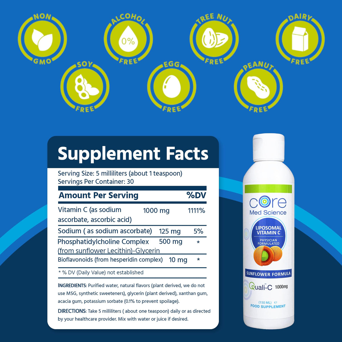 Détail du bouchon du flacon de Vitamine C Liposomale Core Med Science