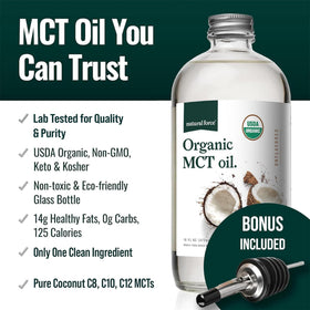 Détail du bouchon en aluminium de l'huile MCT bio Natural Force