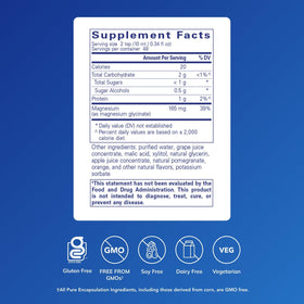 Détail du bouchon et étiquette du magnésium glycinate liquide Pure Encapsulations
