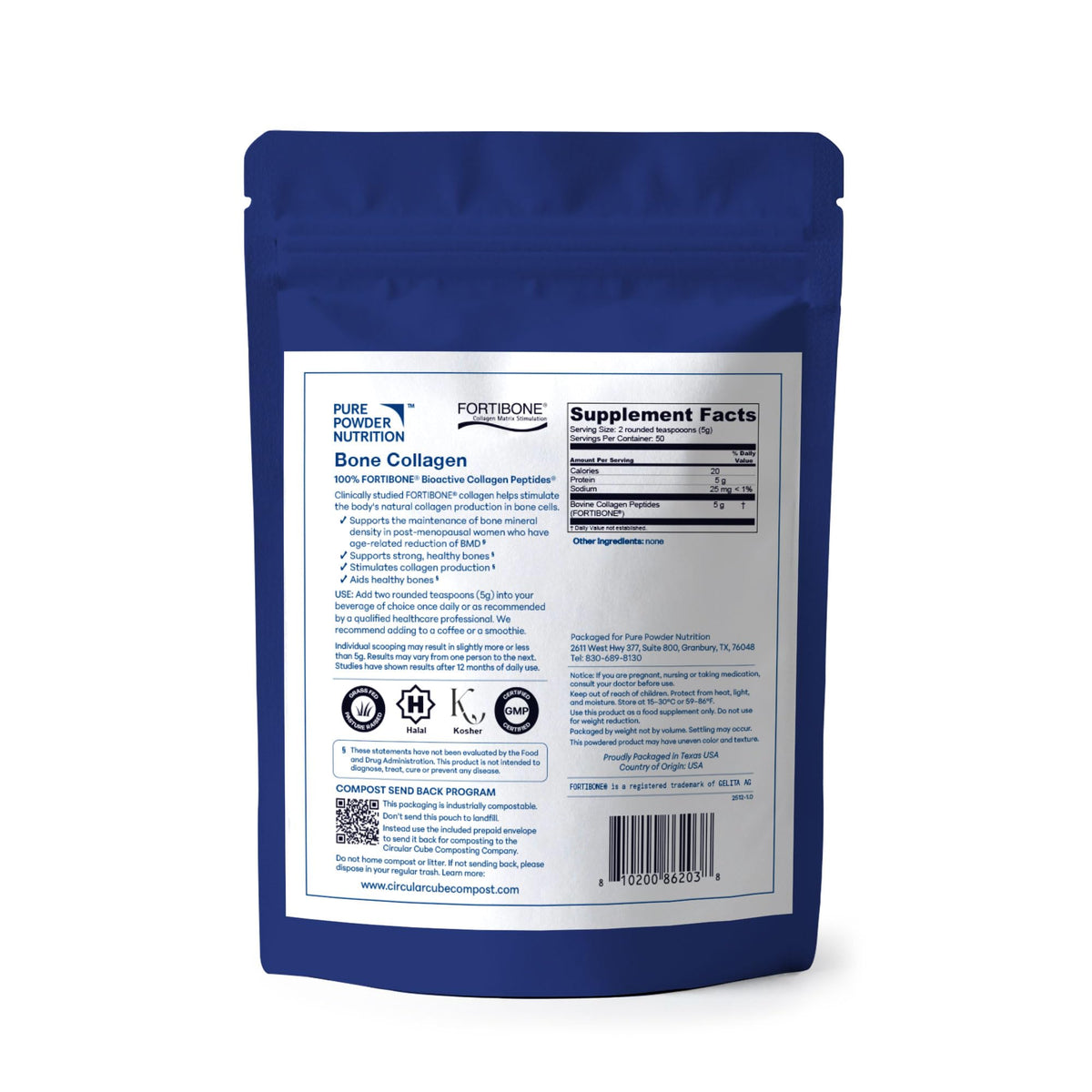 Détail du collagène en poudre Pure Powder Nutrition, sans arôme