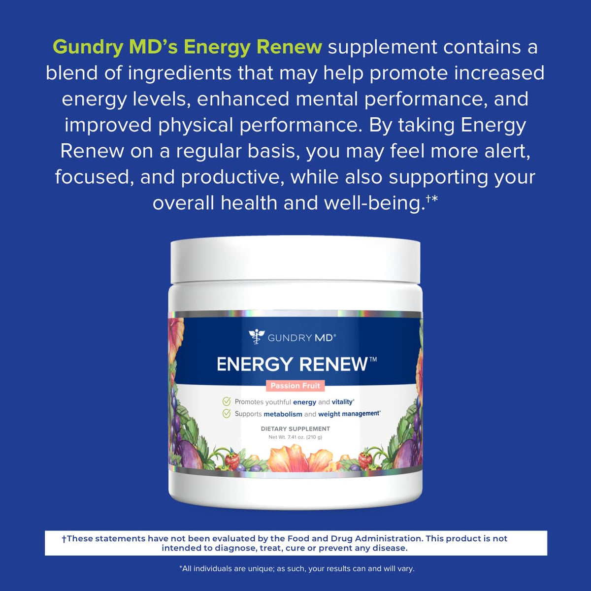 Détail du complément Gundry MD Energy Renew avec cuillère dosette