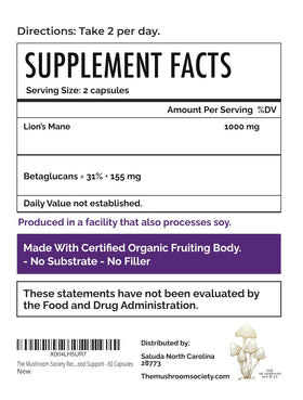 Détail du complément Lion’s Mane 1000 mg - gélules et contenu