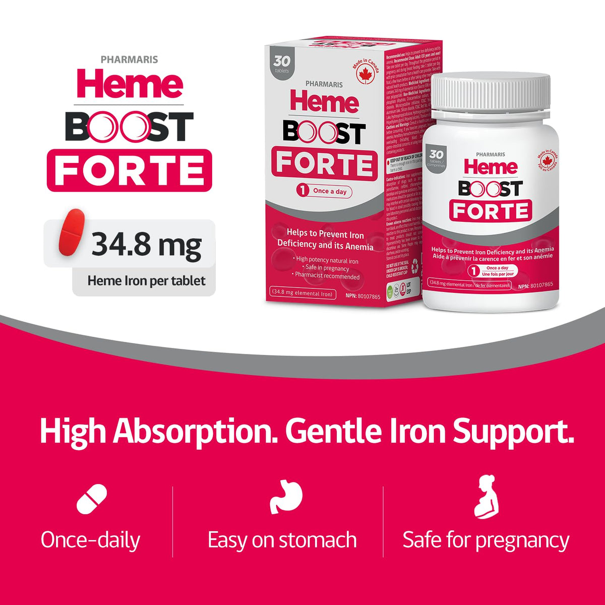 Détail du comprimé de Hemeboost Forte avec marquage