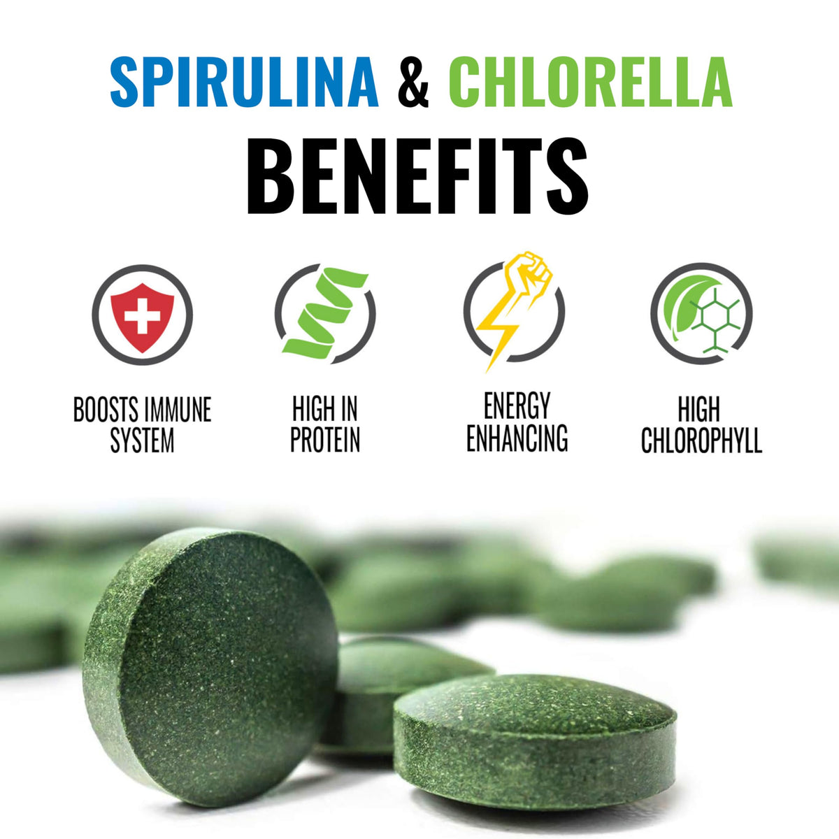 Détail du comprimé de Spirulina Chlorella On Target Living