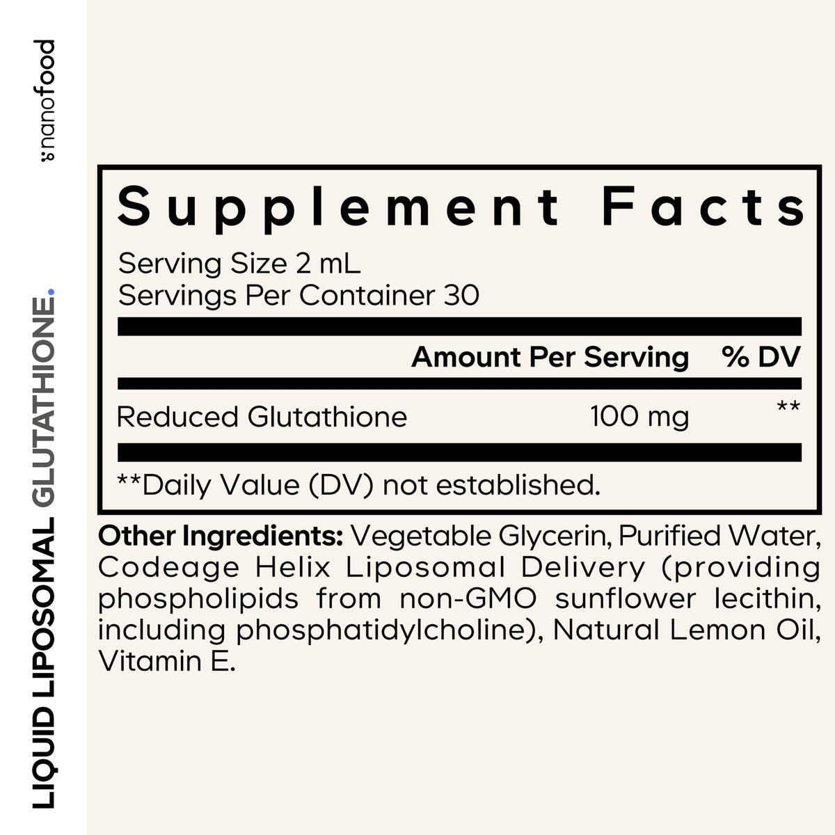 Détail du compte-gouttes de Codeage Glutathione Liposomal