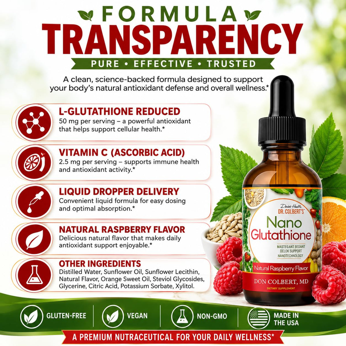 Détail du compte-gouttes de Divine Health L-Glutathione