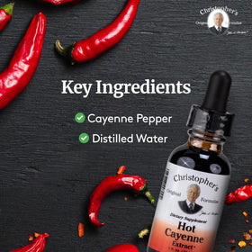 Détail du compte-gouttes de l'extrait de cayenne