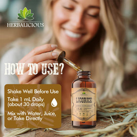 Détail du compte-gouttes de l'extrait de réglisse HERBALICIOUS