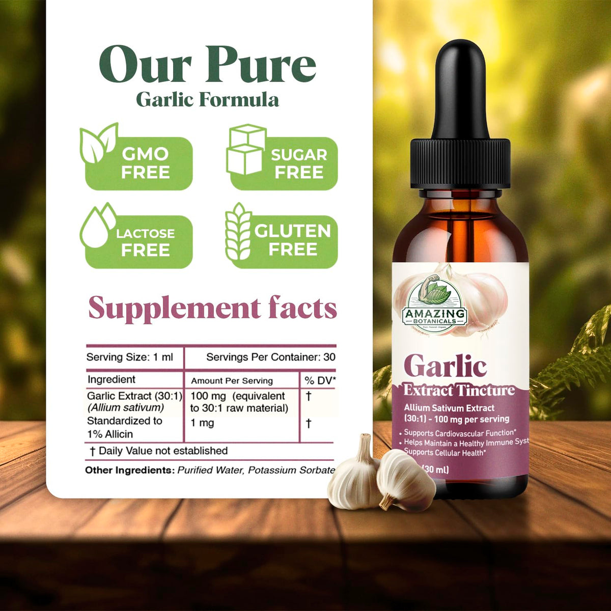Détail du compte-gouttes de la teinture d'ail Amazing Botanicals