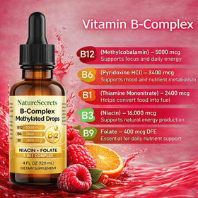 Détail du compte-gouttes de NATURESECRETS Gouttes B-Complex Méthylées