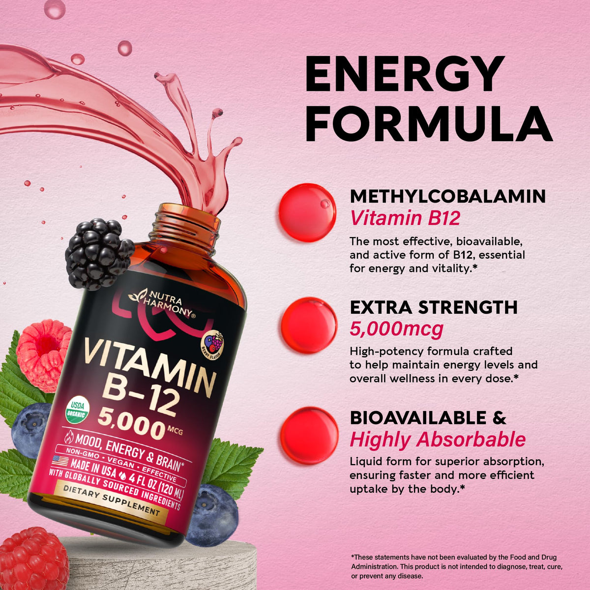 Détail du compte-gouttes de Vitamine B12 NUTRAHARMONY