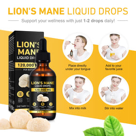 Détail du compte-gouttes des gouttes de champignon crinière de lion