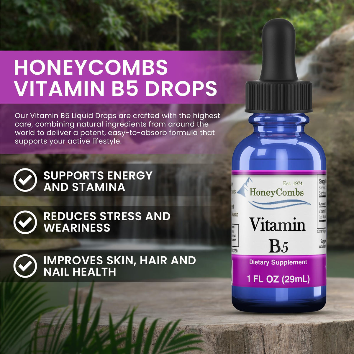 Détail du compte-gouttes des gouttes de vitamine B5 HoneyCombs
