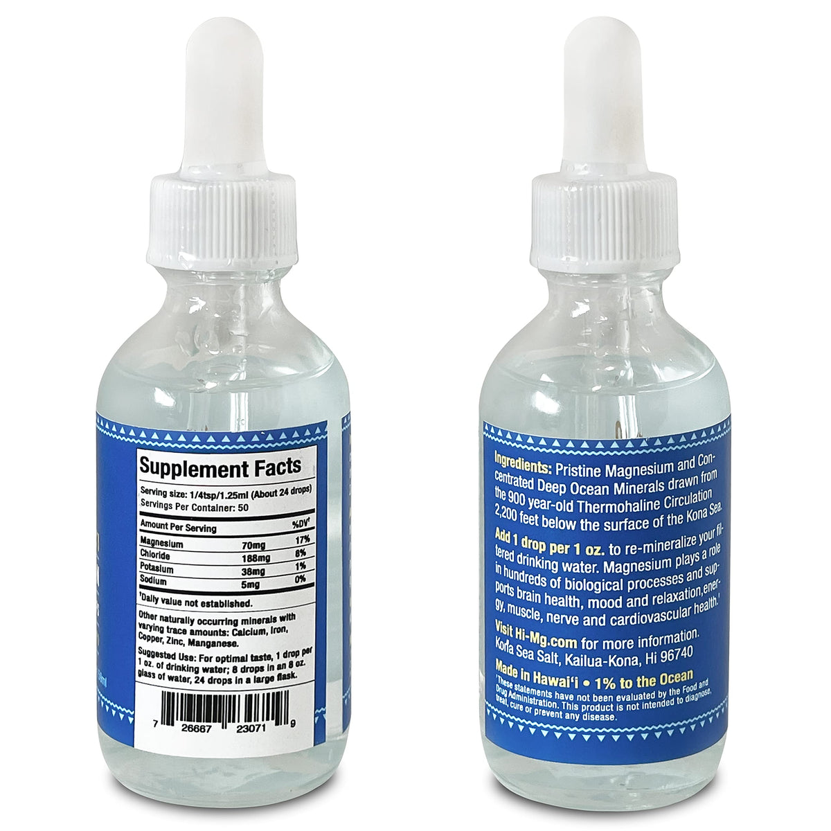 Détail du compte-gouttes des gouttes minérales Kona Sea Salt