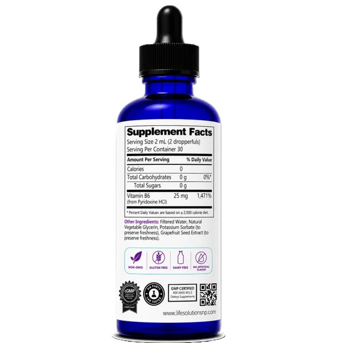 Détail du compte-gouttes du flacon de B6 liquide Life Solutions
