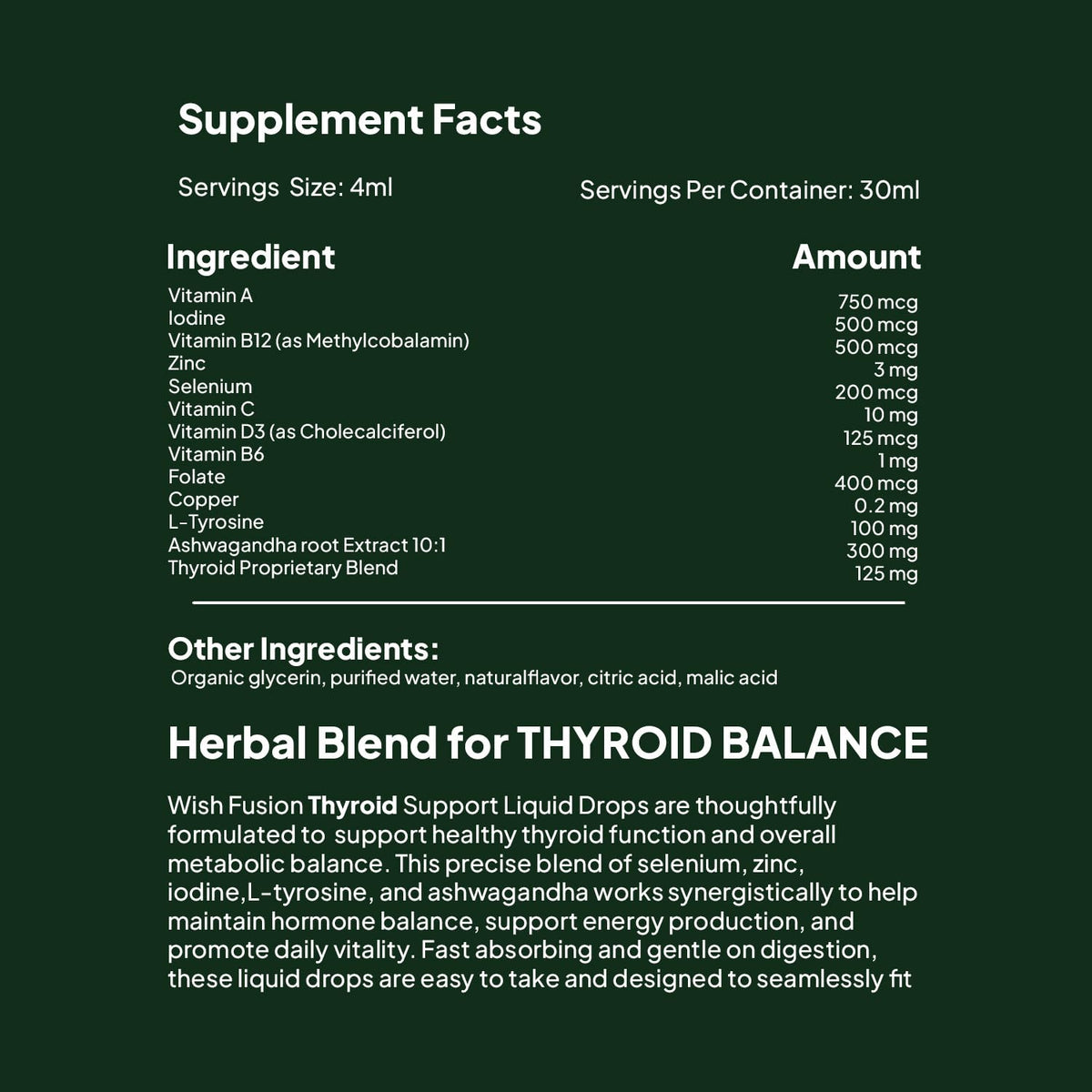 Détail du compte-gouttes du flacon de soutien thyroïdien