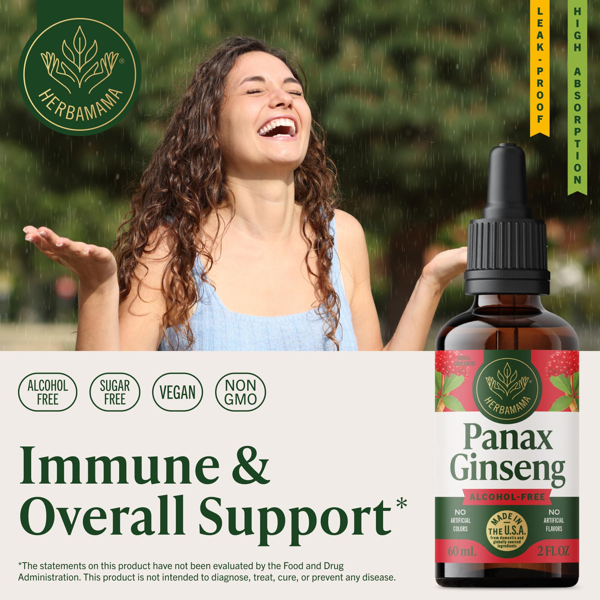 Détail du compte-gouttes du ginseng Panax HERBAMAMA