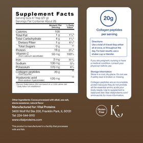 Détail du couvercle de Vital Proteins Collagen Peptides Chocolat 762g