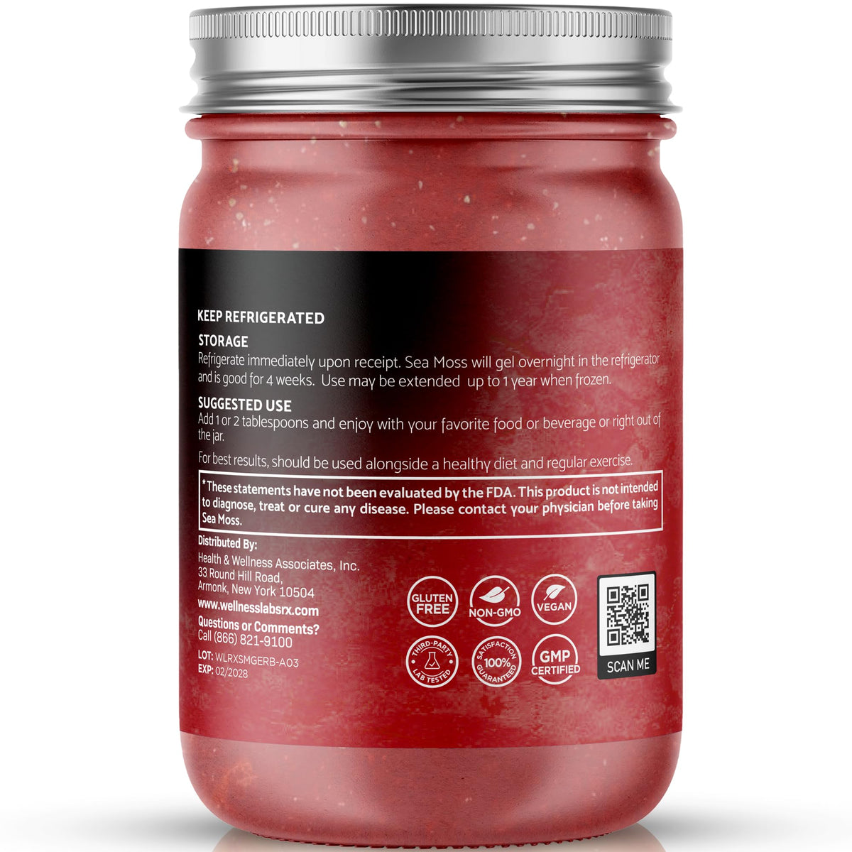 Détail du couvercle du gel d'Irish Sea Moss WELLNESS LABSRX