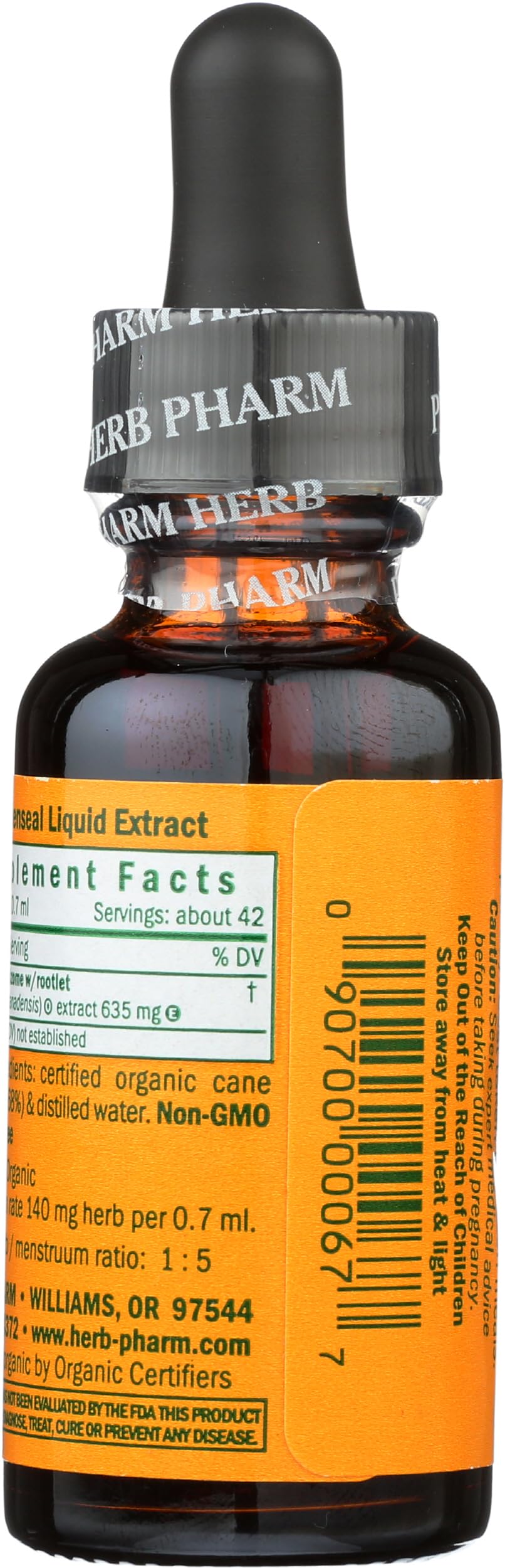 Détail du flacon d'extrait de Goldenseal Herb Pharm