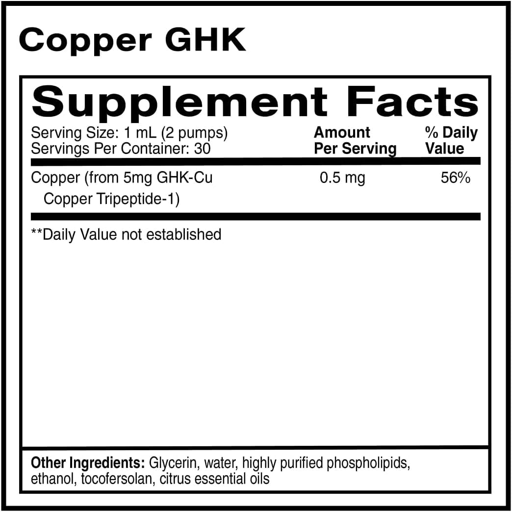 Détail du flacon de Cuivre GHK Liposomal Quicksilver Scientific