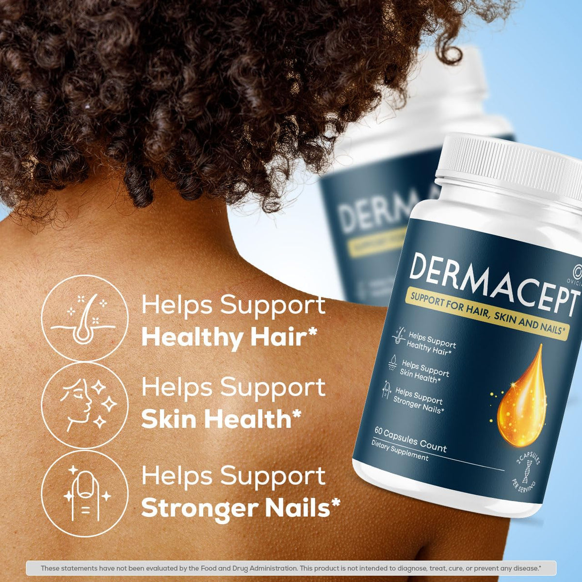 Détail du flacon de Dermacept avec 60 capsules