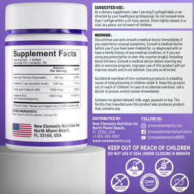 Détail du flacon de Fer Glycinate 50mg New Elements
