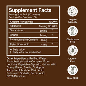 Détail du flacon de Glutathione Liposomal avec pompe