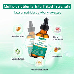 Détail du flacon de gouttes liquides SustainWell NAD+ Glutathione