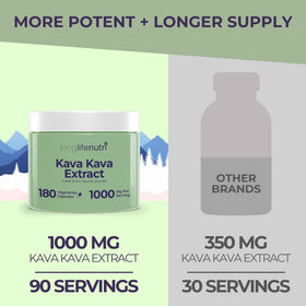 Détail du flacon de LongLifeNutri Kava Kava Extrait avec étiquette