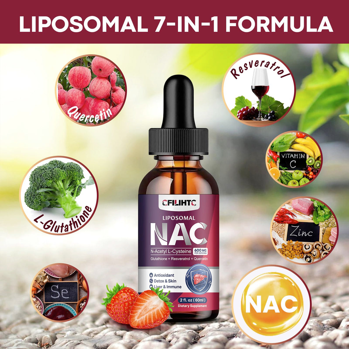 Détail du flacon de NAC 600mg avec étiquette