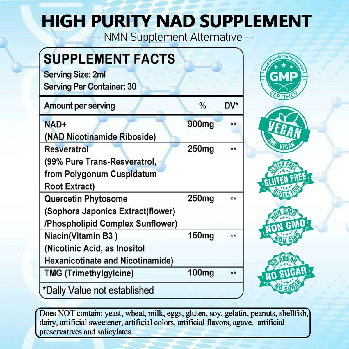 Détail du flacon de NAD+ liquide avec pipette