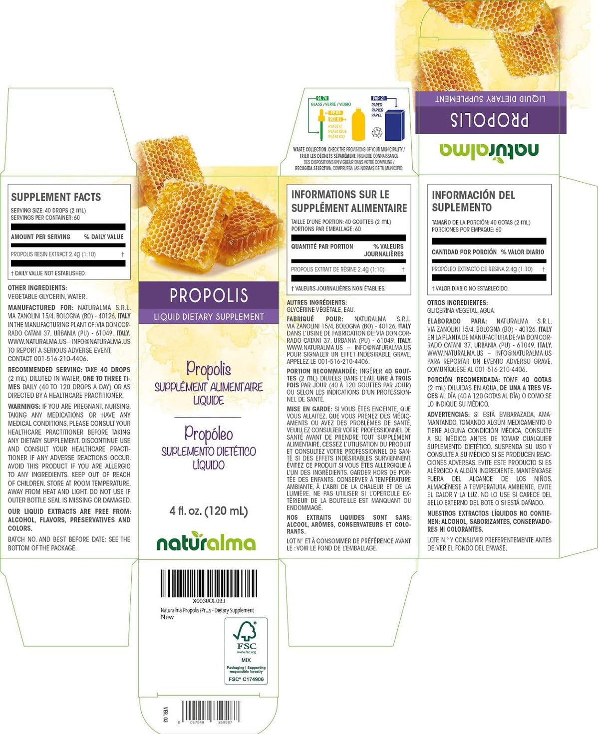 Détail du flacon de Naturalma Propolis avec goutteur