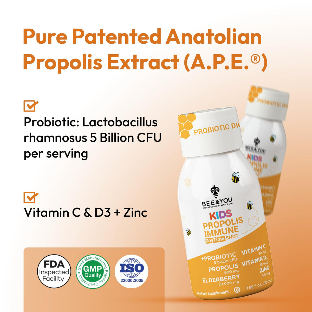 Détail du flacon de Shot Propolis Enfants BEE & YOU