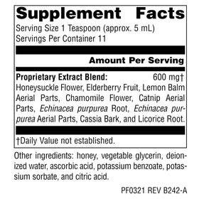 Détail du flacon de sirop Echinacée-Sureau de Planetary Herbals