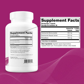 Détail du flacon de Theralogix OvaNAD+ avec capsules