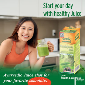 Détail du flacon de Vedic Juices Karela Jamun Jus 1000 ML