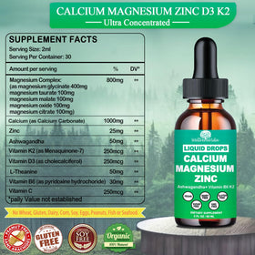 Détail du flacon de WellVeraVida Calcium Magnésium Zinc Liquide 1000 mg