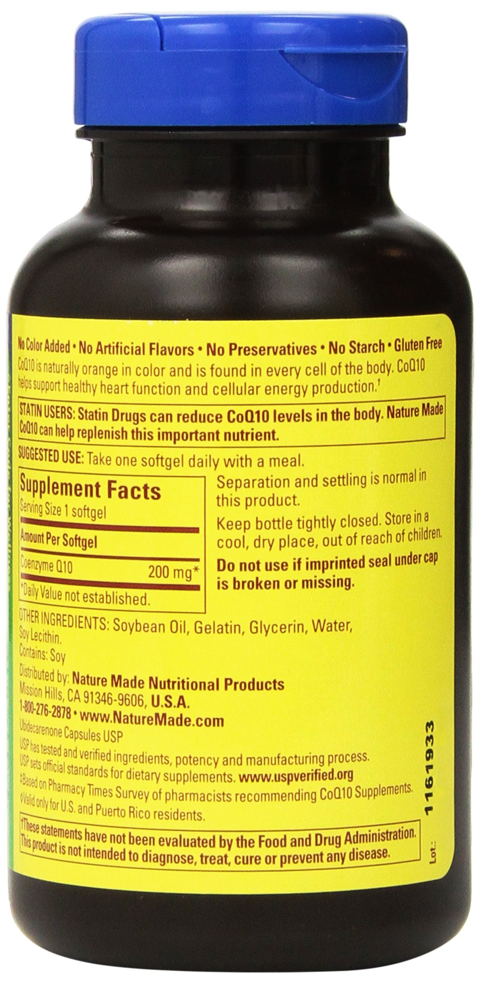Détail du flacon Nature Made CoQ10 200 mg