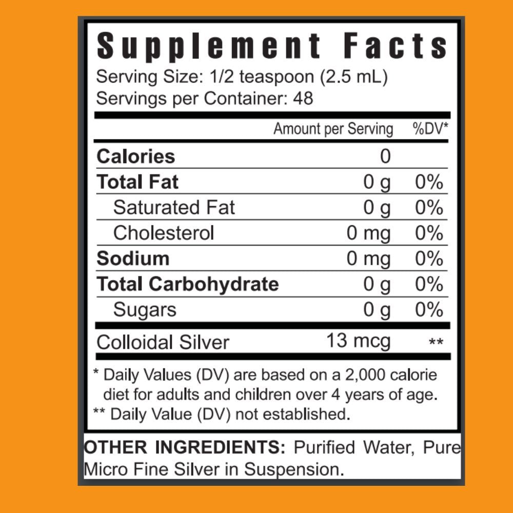 Détail du flacon Youngevity Colloïdal Argent avec étiquette et goutte