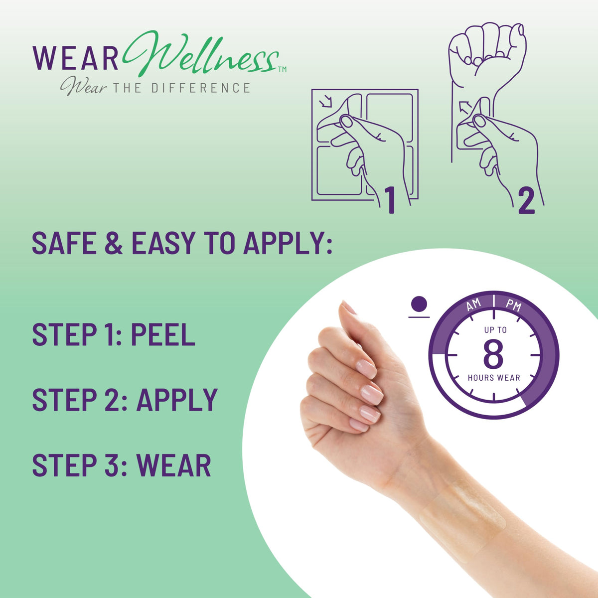 Détail du patch Clarity Wear Wellness avec extraits botaniques