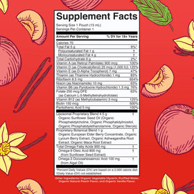 Détail du sachet de multivitamine liposomale MARYRUTH'S, saveur vanille-pêche