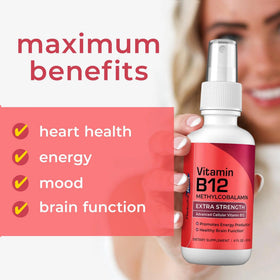 Détail du spray de Vitamine B12 avec le dosage de 1500 mcg