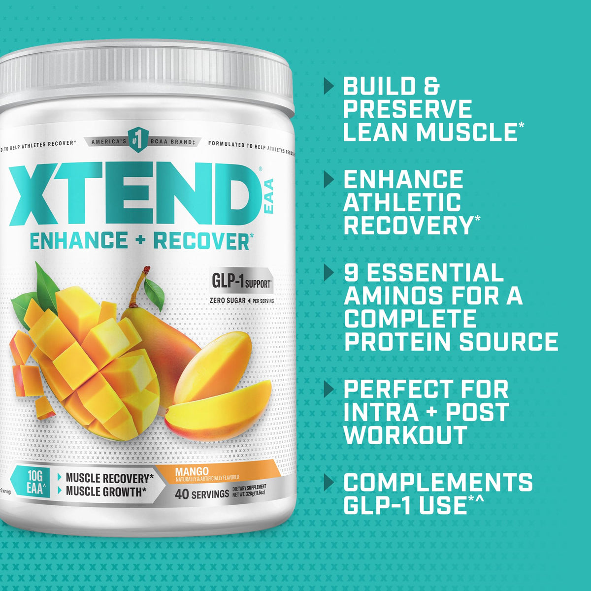 Détail sur l'étiquette de la poudre Xtend EAA + BCAA