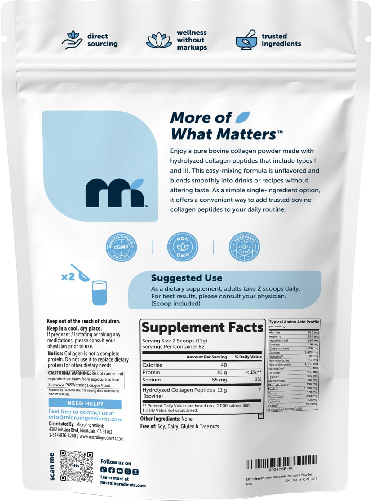 Détail sur la poudre de collagène Micro Ingredients