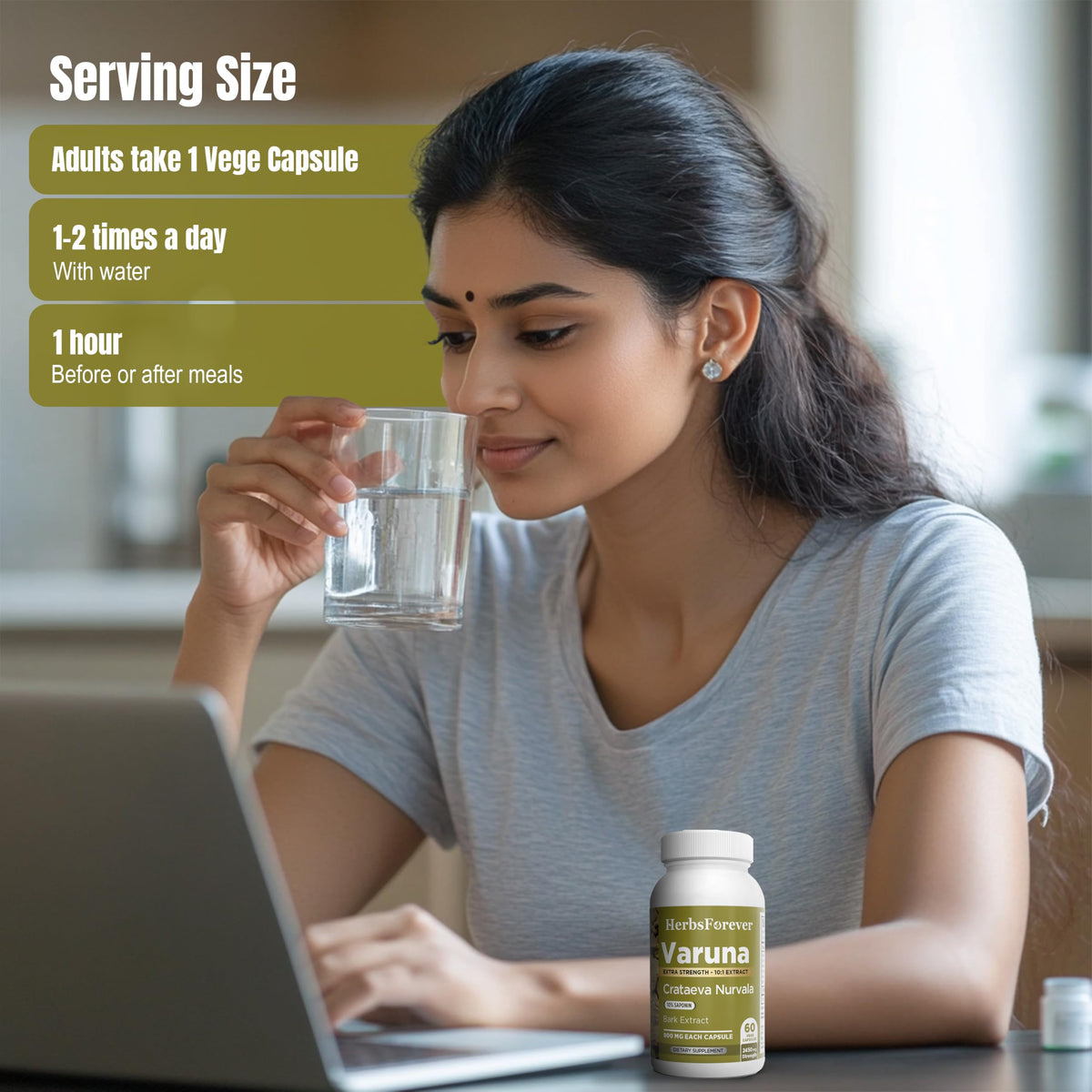 Détail sur la taille des capsules Varuna, 800 mg