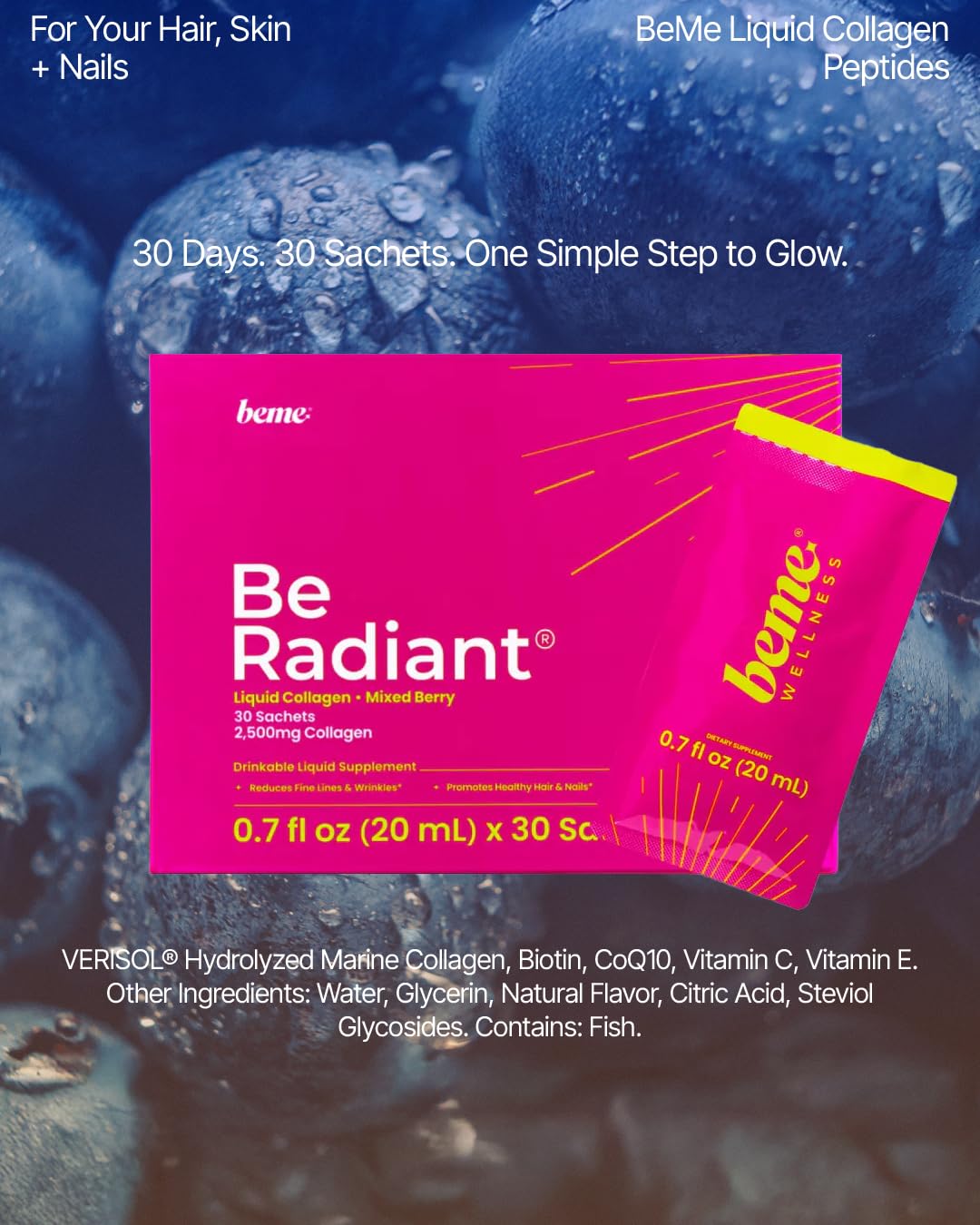 Détail sur la texture du liquide BeMe Glow avant consommation